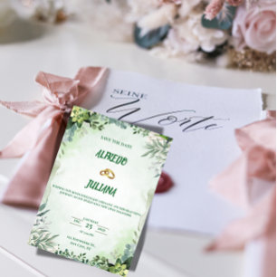 Elegant Greenery Save The Date Card