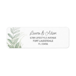 Elegant Greenery & Script Wedding Address Label
