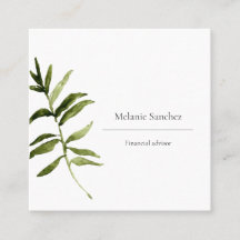 Elegant greenery simple floral business card