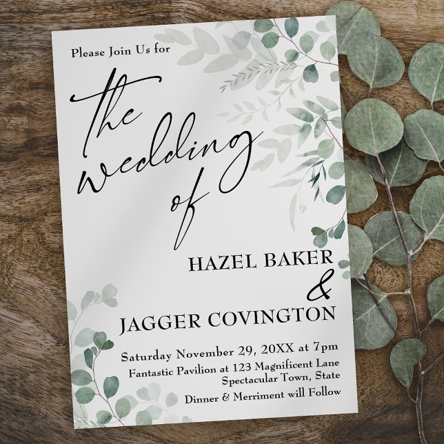 Elegant Greenery Simple Typography The Wedding Of Invitation (Creator Uploaded)