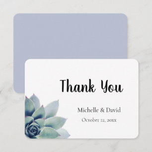Elegant Greenery Succulent Typography Wedding Thank You Card