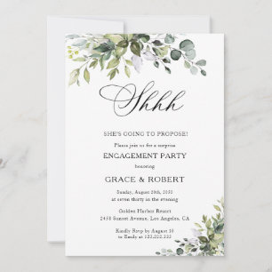 Elegant Greenery Surprise Engagement Party  Invitation