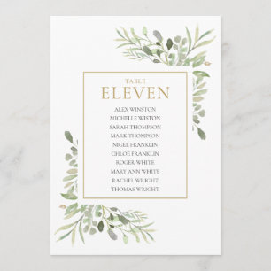 Elegant Greenery Table Number 11 Seating Chart