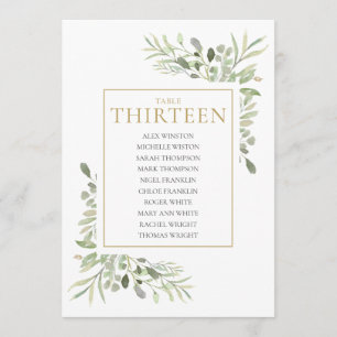 Elegant Greenery Table Number 13 Seating Chart