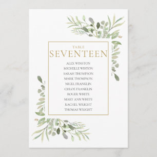 Elegant Greenery Table Number 17 Seating Chart