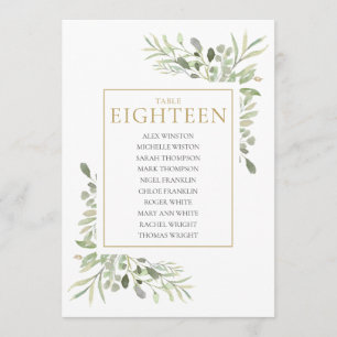 Elegant Greenery Table Number 18 Seating Chart