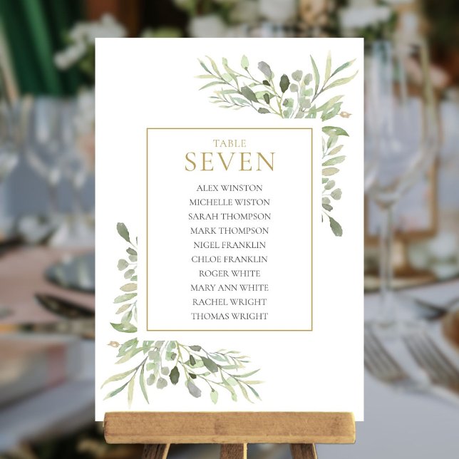 Elegant Greenery Table Number 7 Seating Chart (Elegant Greenery Table Number 7 Seating Chart)