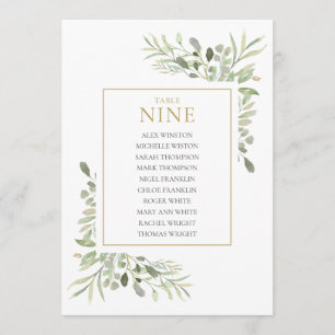 Elegant Greenery Table Number 9 Seating Chart