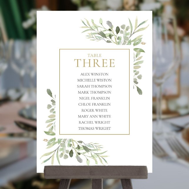 Elegant Greenery Table Number Seating Chart (Elegant Greenery Table Number Seating Chart)
