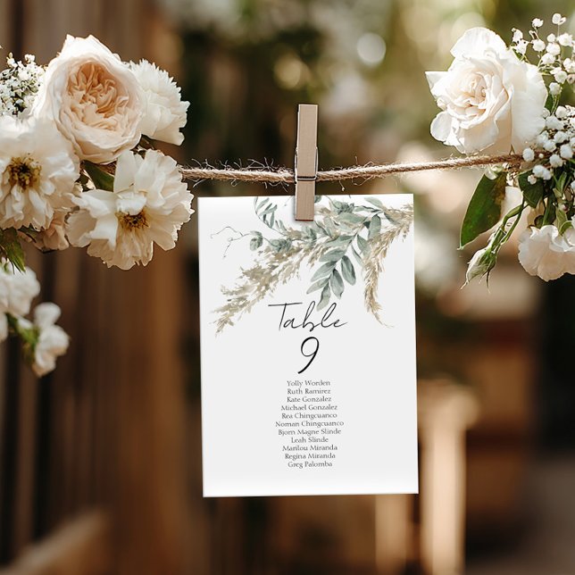 Elegant greenery table number seating chart cards (Creator Uploaded)