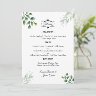 Elegant Greenery Table Wedding Menu