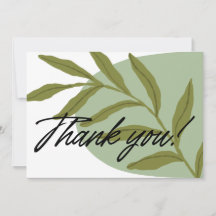 Elegant Greenery Thank You Card | Minimalist Botan