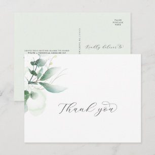 Elegant Greenery Thank You Postcard