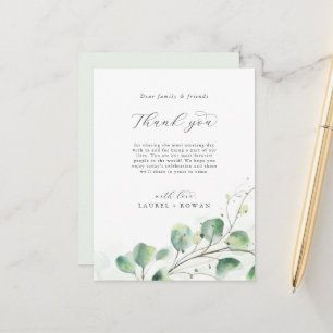 Elegant Greenery Thank You Reception Card