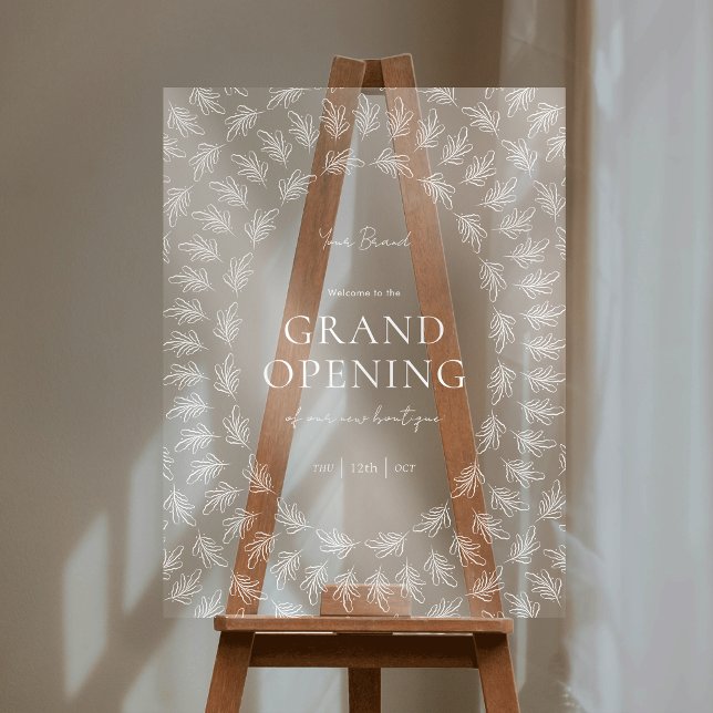 Elegant Greenery Transparent Acrylic Business Sign (Greenery business event acrylic welcome sign *image is a mockup only; easel is not included)