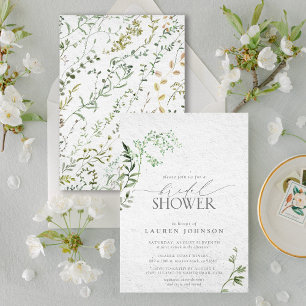 Elegant Greenery Watercolor Bridal Showe Invitation