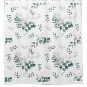 Elegant greenery watercolor eucalyptus shower curtain