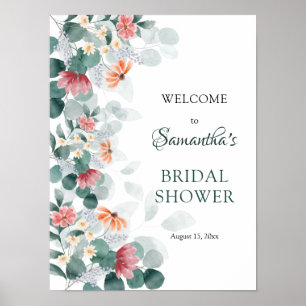 Elegant greenery watercolor eucalyptus welcome poster