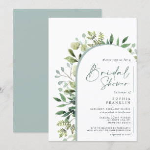 Elegant Greenery Watercolor Floral Bridal Shower Invitation