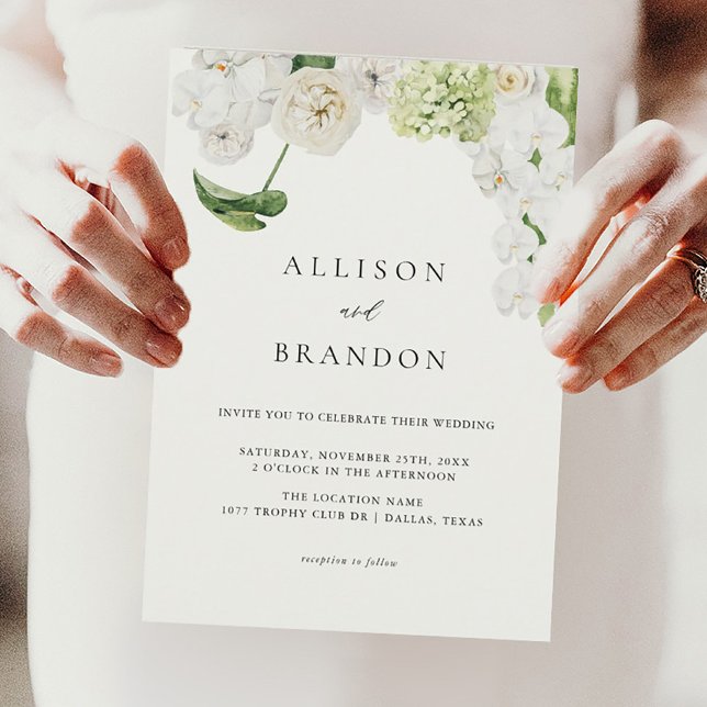 Elegant Greenery Watercolor Floral Wedding Invitation (Creator Uploaded)