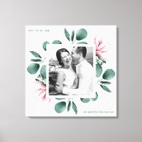 Elegant Greenery Watercolor Frame Photo Wedding