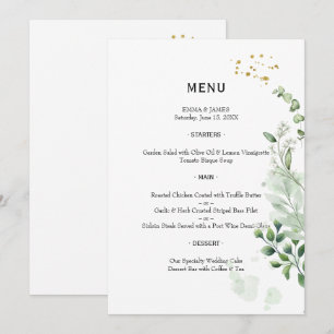 Elegant Greenery Watercolor Wedding Menu