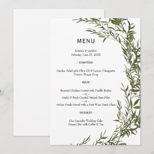 Elegant Greenery Watercolor Wedding Menu