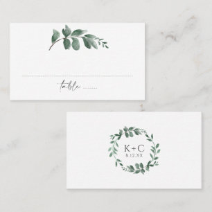 Elegant Greenery Watercolor Wedding Place Card