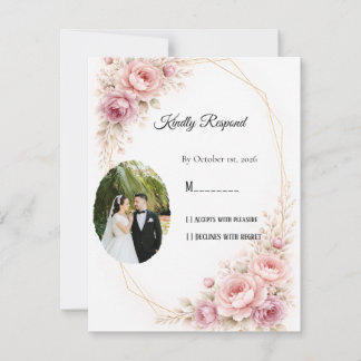 Elegant Greenery Watercolor Wedding RSVP Card