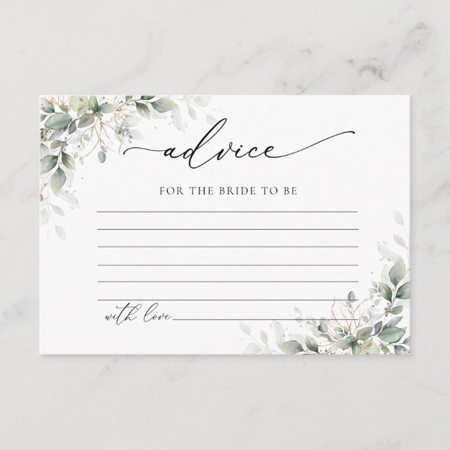 Elegant Greenery Wedding Advice Enclosure Card (Front)