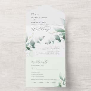 Elegant Greenery Wedding All In One Invitation