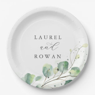 Elegant Greenery Wedding Cake Paper Plate