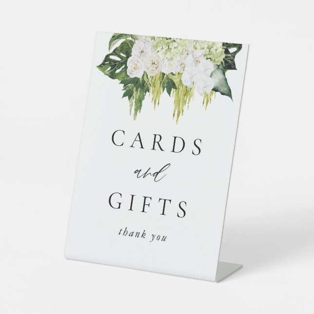 Elegant Greenery Wedding Cards and Gifts Pedestal Sign (Front)
