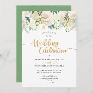Elegant Greenery Wedding Celebration Invitation