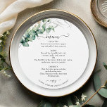 Elegant Greenery Wedding Circle Menu Card<br><div class="desc">Get ready to be mesmerised by our breathtaking greenery wedding suite! Featuring exquisite illustrations of eucalyptus leaves and complemented by striking elegant calligraphy, this suite is the ultimate finishing touch for your enchanting garden-themed wedding. If you're looking for something extra or have a special request in mind, don’t hesitate to...</div>