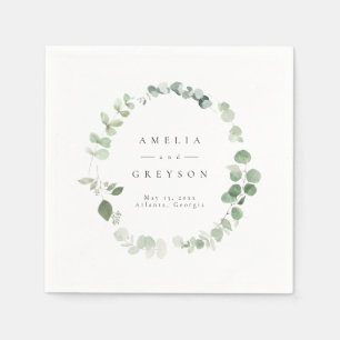 Elegant Greenery Wedding Cocktail Paper Napkins