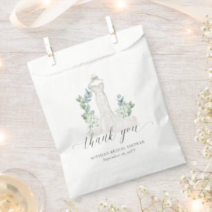 Elegant Greenery Wedding Dress Bridal Shower Favour Bags
