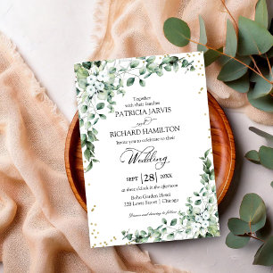 Elegant Greenery Wedding Eucalyptus Watercolor Invitation