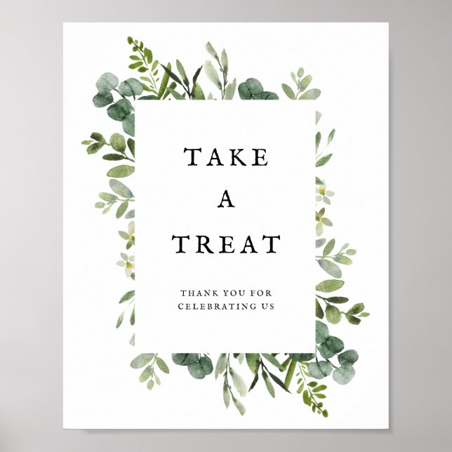 Elegant Greenery Wedding Favours Poster (Front)