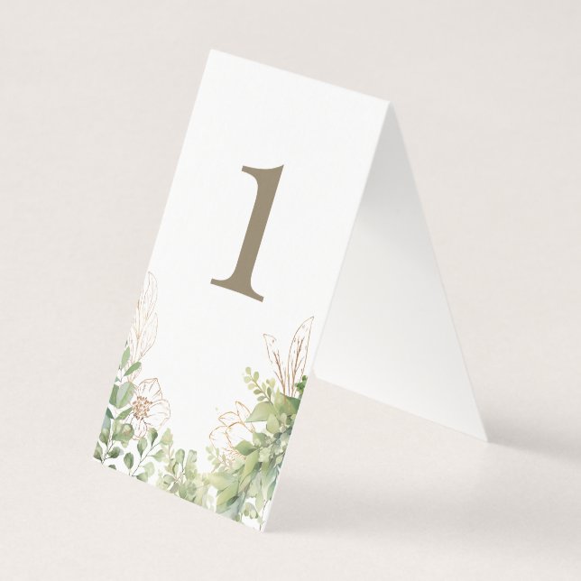 Elegant Greenery Wedding Gold Text  (Back)