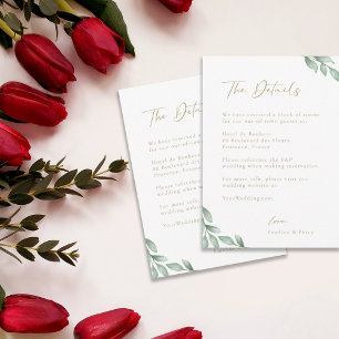 Elegant greenery wedding hotel detail enclosure invitation