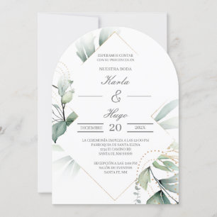 Elegant greenery wedding invitation
