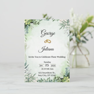 Elegant Greenery Wedding Invitation