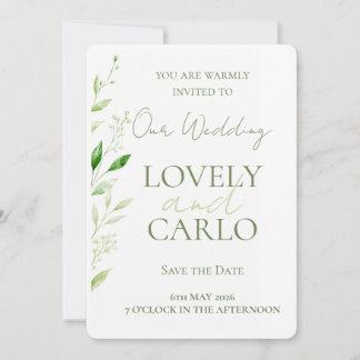 Elegant Greenery Wedding Invitation