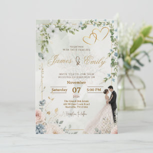 Elegant Greenery Wedding Invitation Modern Flora
