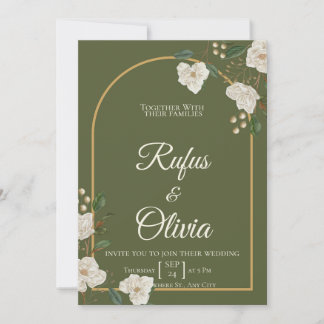Elegant Greenery Wedding Invitation | Olive Green
