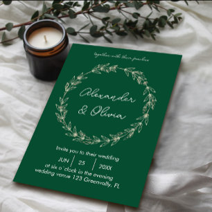 Elegant Greenery Wedding Invitation Script Font