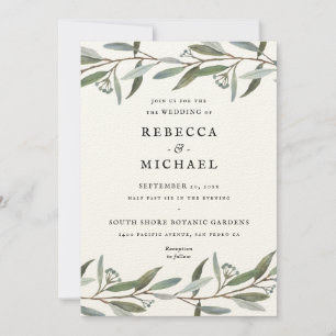 Elegant Greenery Wedding Invitation Upgraded Paper
