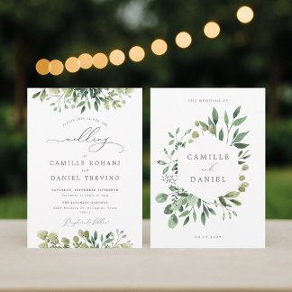 Elegant Greenery Wedding Invitation with Botanical