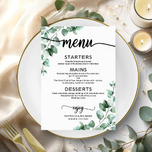 Elegant Greenery Wedding Menu Card